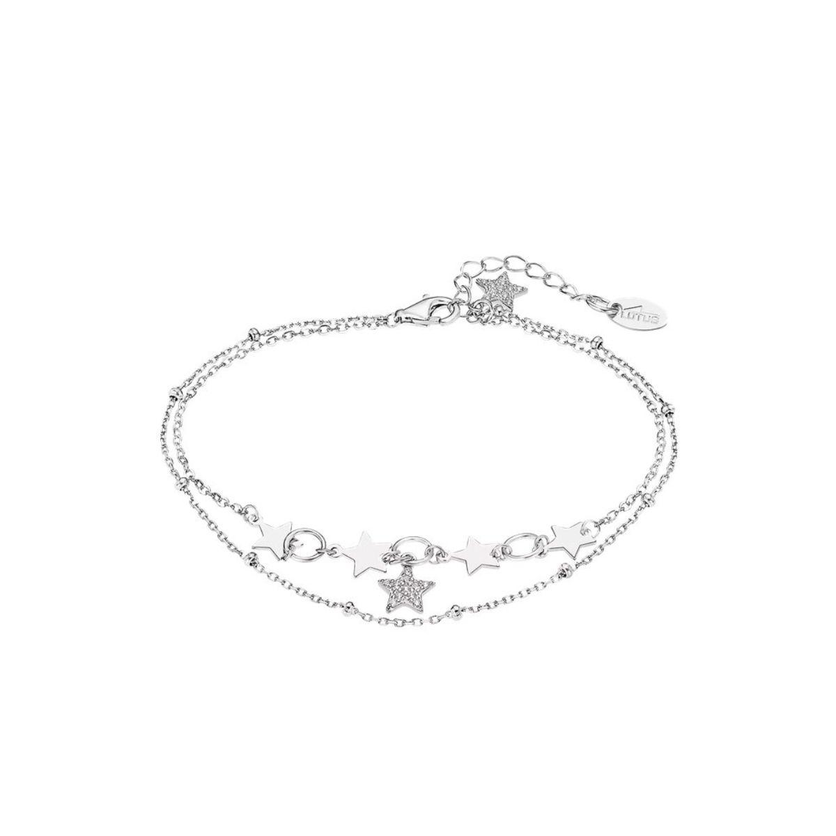 pulsera lotus silver con doble cadena y estrellas de plata y circonitas LP3151-2/1