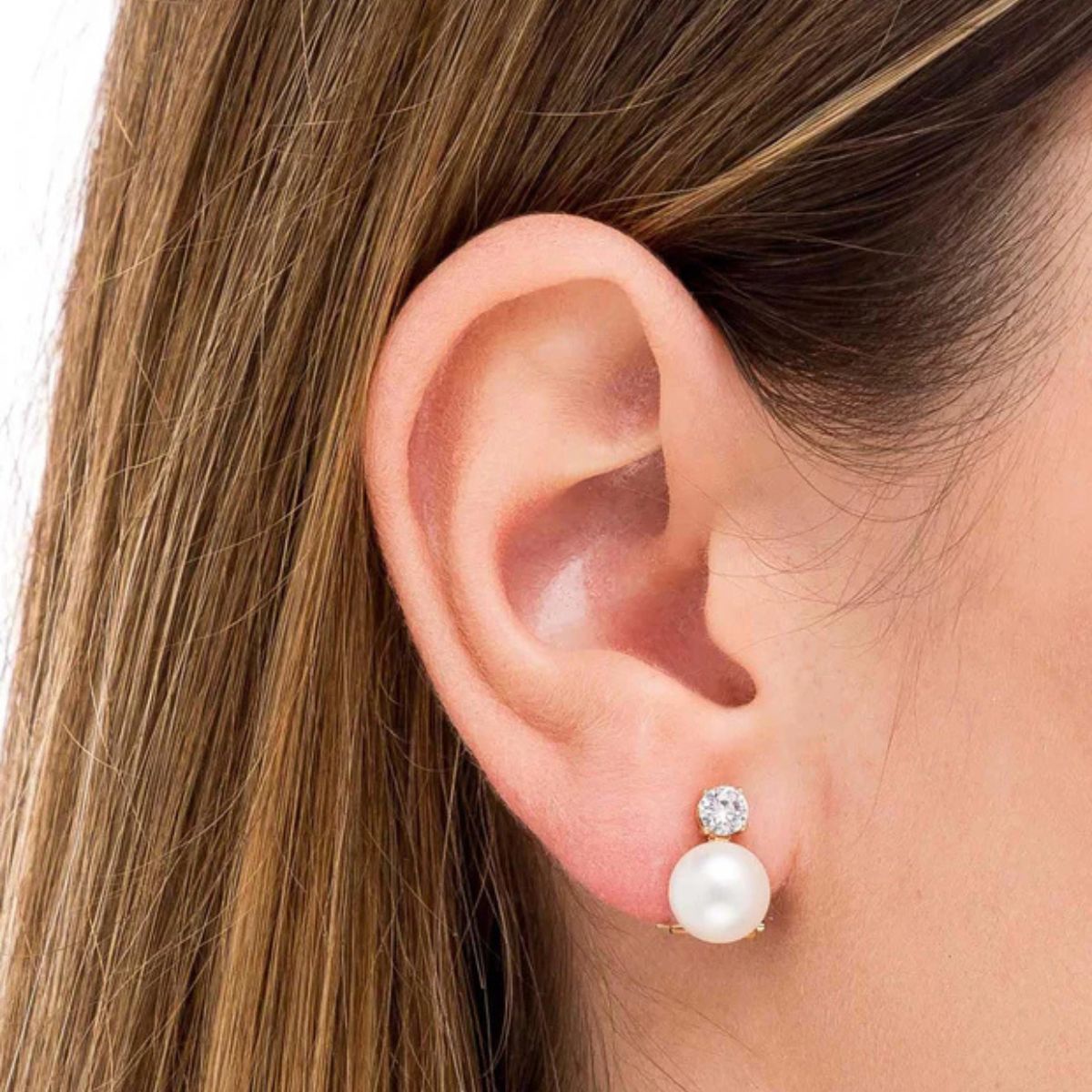 PENDIENTES VIDAL & VIDAL TU Y YO BAÑADOS EN ORO CON PERLA CULTIVADA Y CIRCONITAS G1942B