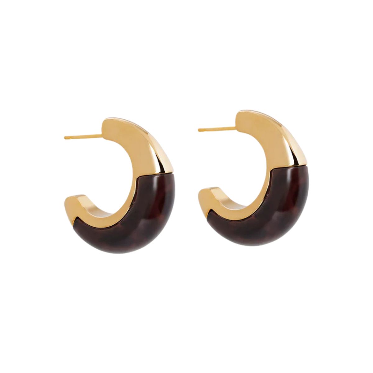 PENDIENTES VIDAL & VIDAL AROS BAÑADOS EN ORO Y CON ACETATO Y RESINA MARRÓN X48109