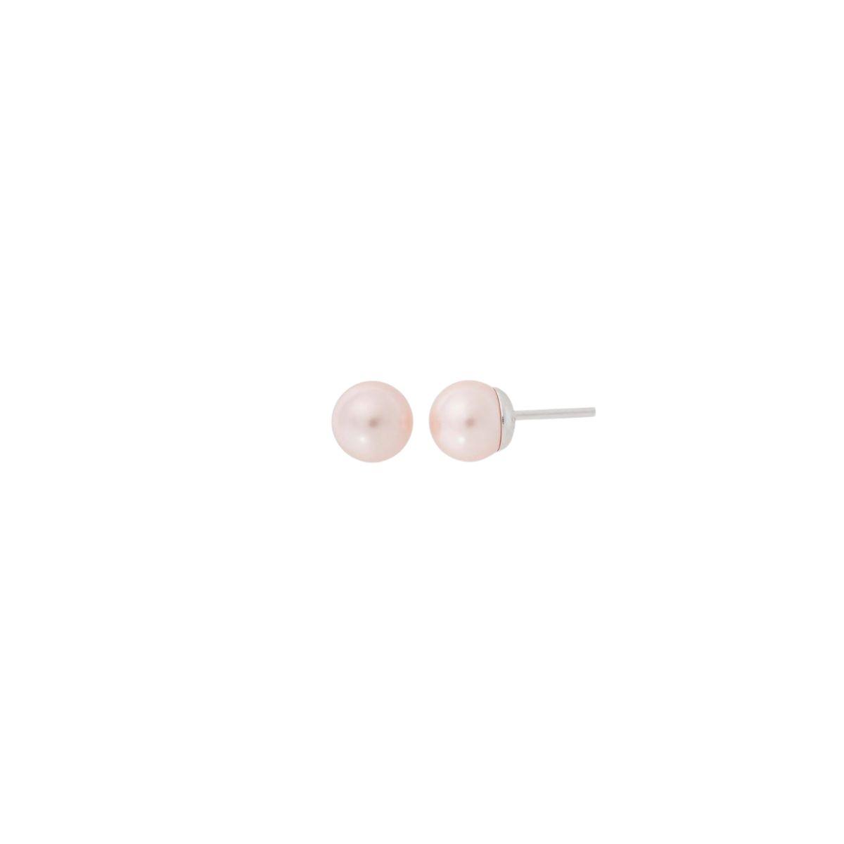 MAJORICA EARRINGS IN RHODIUM-PLATED SILVER AND 6MM ROSÉ PEARL