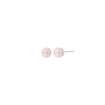PENDIENTES MAJORICA DE PLATA RODIADA Y PERLA ROSÉ 6mm