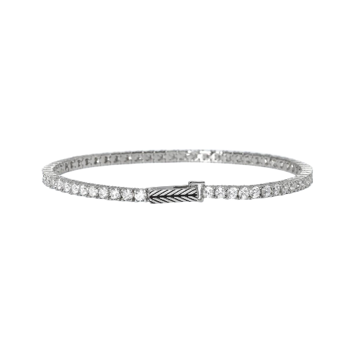pulsera MABINA de tennis para hombre en plata rodiada con circonita blanca.