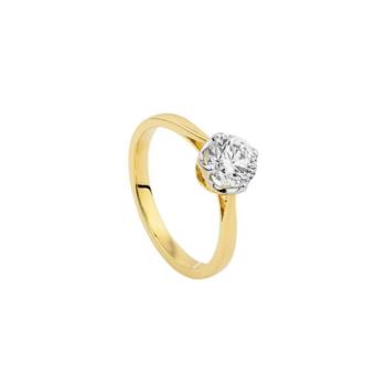 ANELL SOLITARIO D'OR GROC I DIAMANT CULTIVAT LRY23701-14 TALLA 14