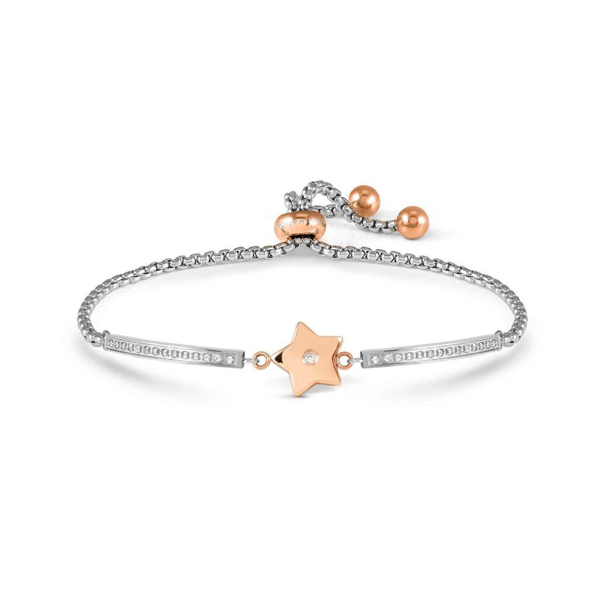 PULSERA NOMINATION MILLELUCI DE ACERO COLOR ROSADO Y CIRCONITAS BLANCAS FORMA ESTRELLA 028017 023