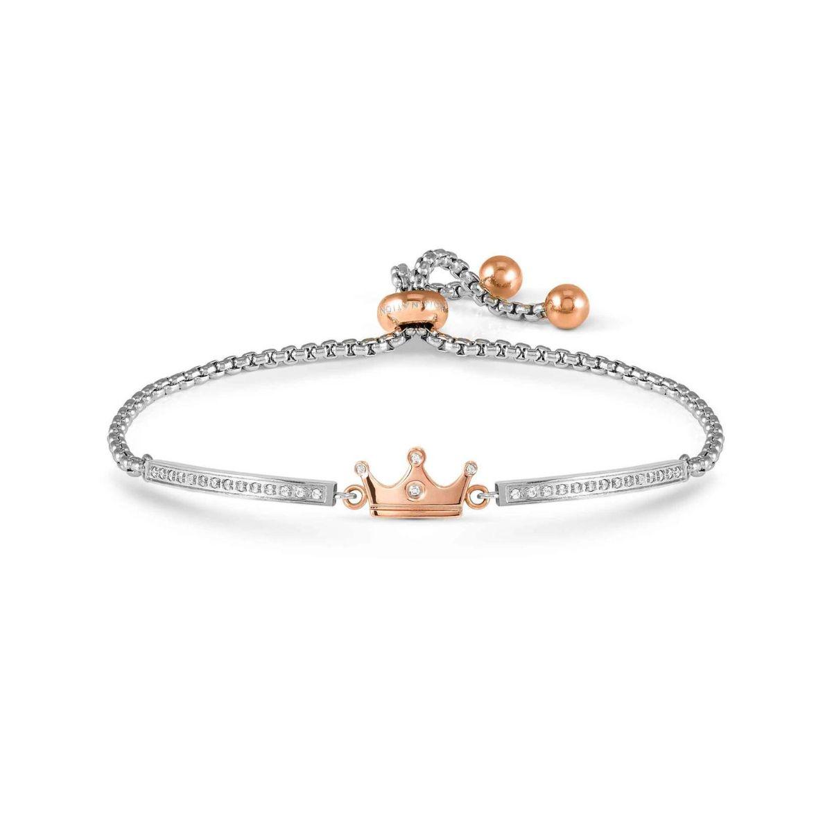 MILLELUCI NOMINATION BRACELET IN PINK STEEL AND WHITE CROWN-SHAPED ZIRCONIA 028017 039