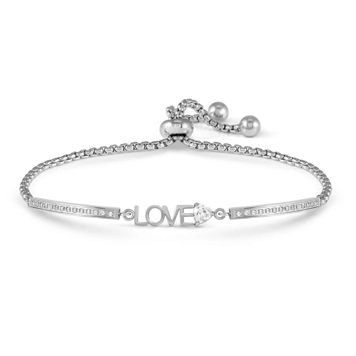 MILLELUCI NOMINATION BRACELET IN STEEL AND WHITE ZIRCONIA WITH THE WORD 