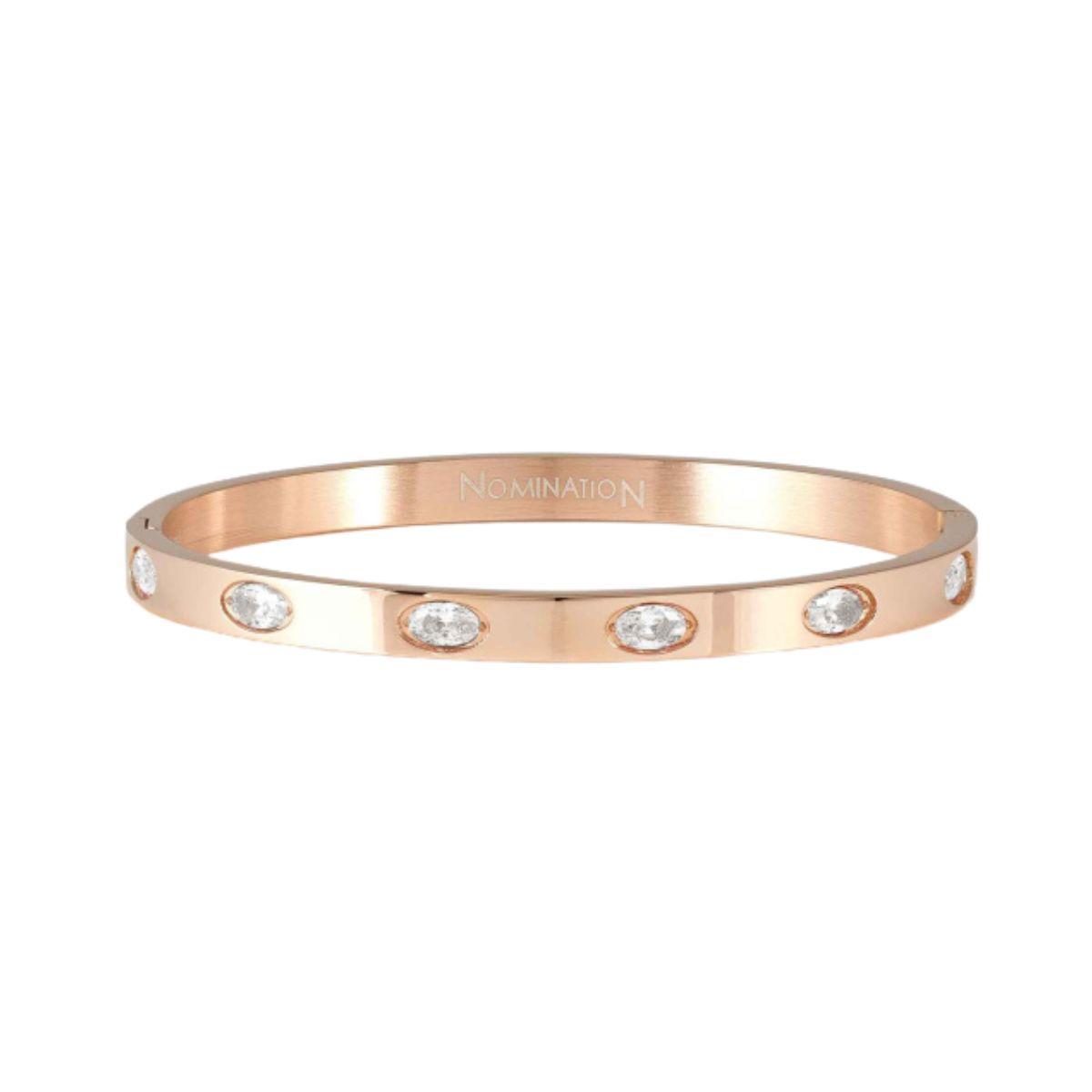PULSERA NOMINATION PRETTY BANGLE DE ACERO CHAPADA EN ORO ROSA Y CIRCONITAS BLANCAS 029517/043 TALLA M
