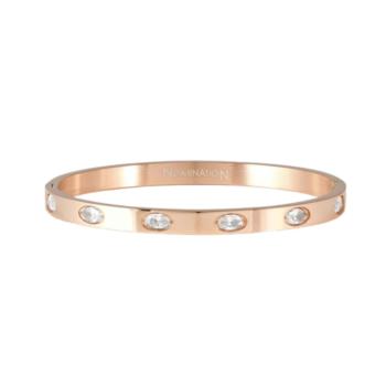 PULSERA NOMINATION PRETTY BANGLE DE ACERO CHAPADA EN ORO ROSA Y CIRCONITAS BLANCAS 029517/043 TALLA M