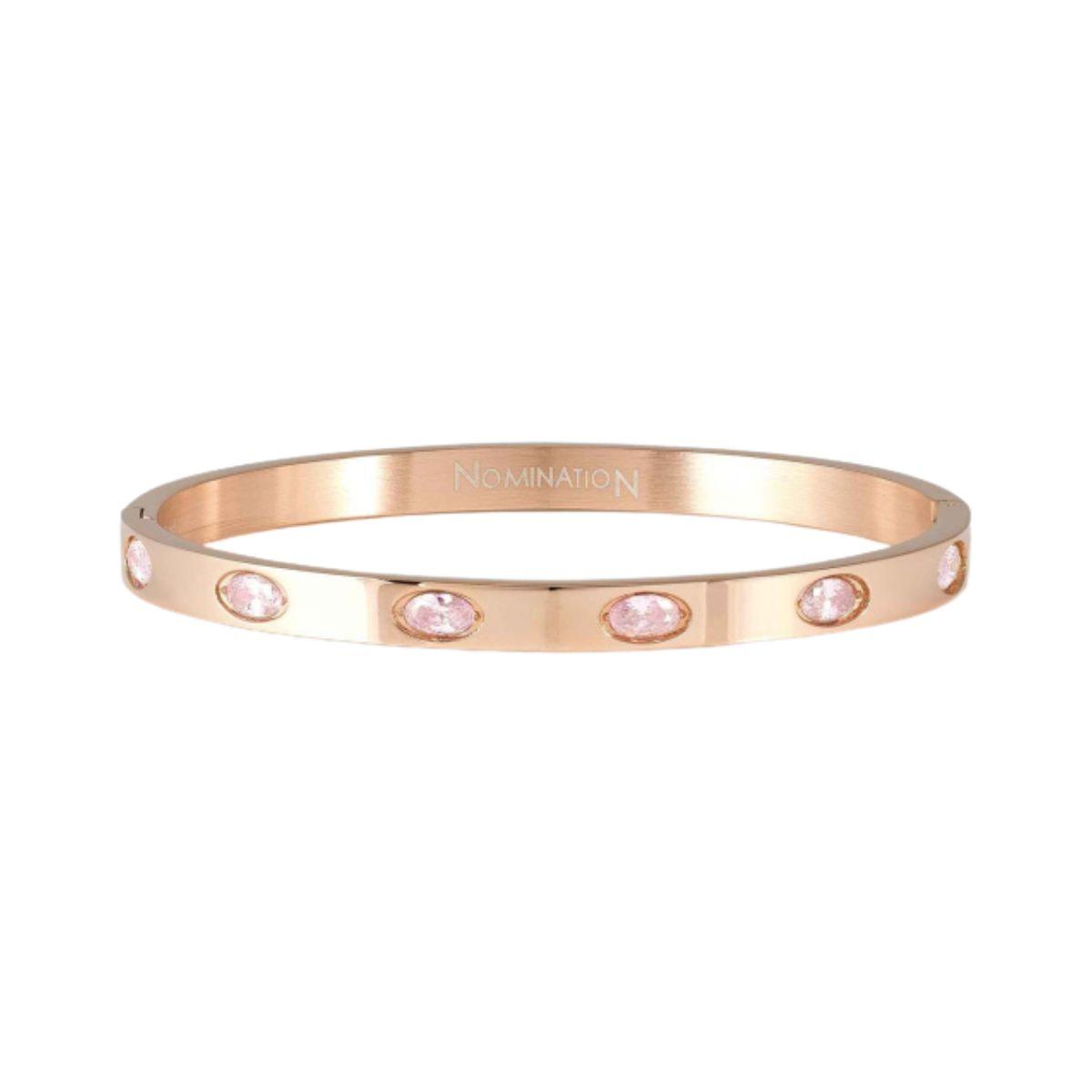 PULSERA NOMINATION PRETTY BANGLE DE ACERO CHAPADA EN ORO ROSA Y CIRCONITAS ROSA 029517 044