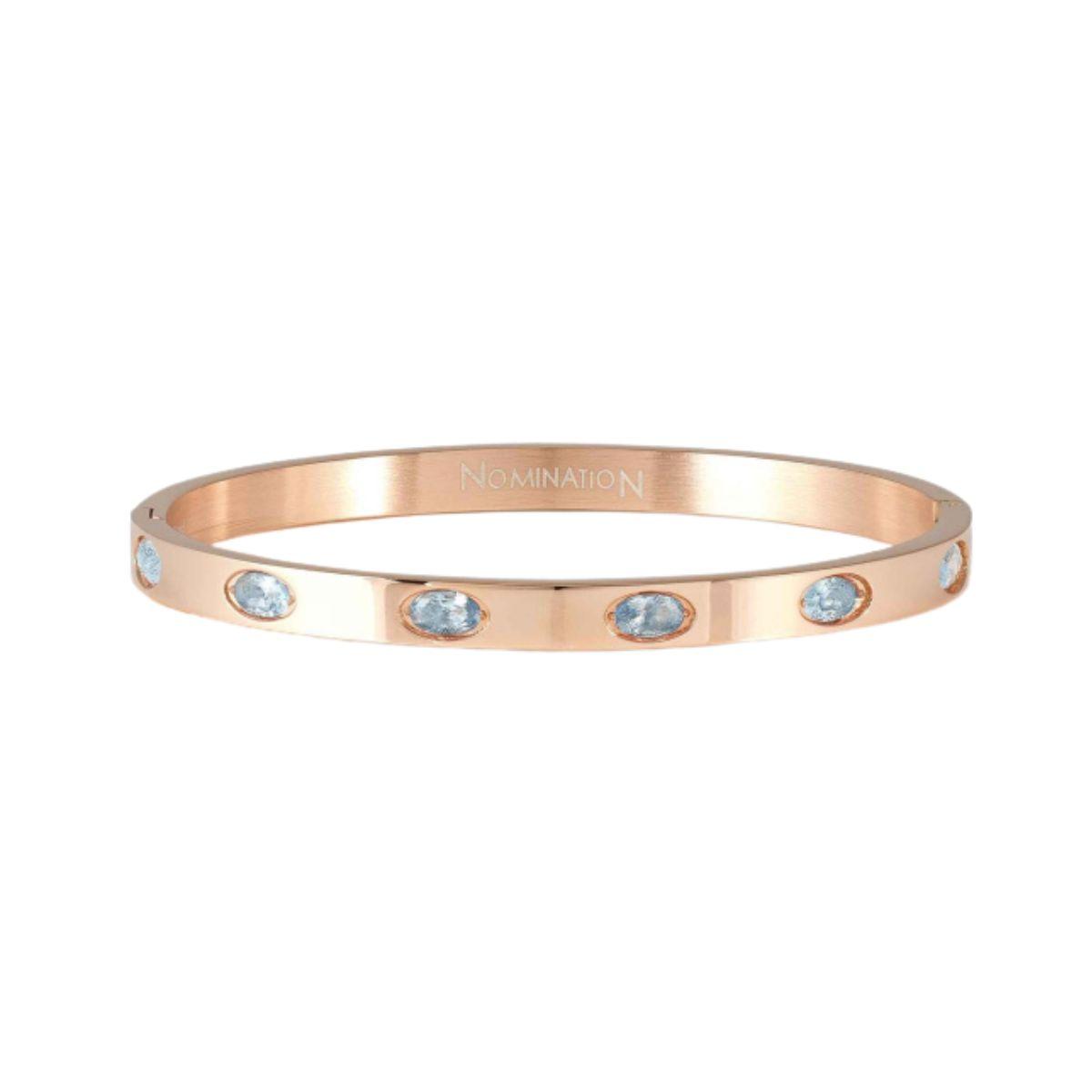 pulsera nomination pretty bangle de acero chapado en oro rosa y circonitas azules 029517 045 talla m
