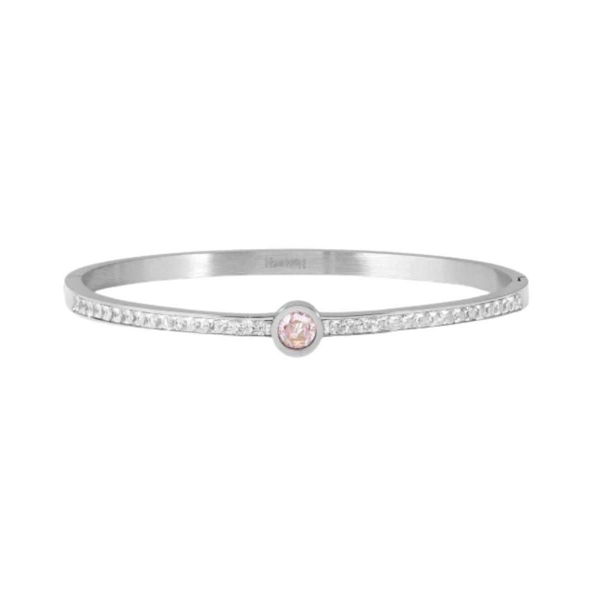 pulsera nomination italy de acero con zirconitas blancas y rosa talla m 029520 002 pretty bangles