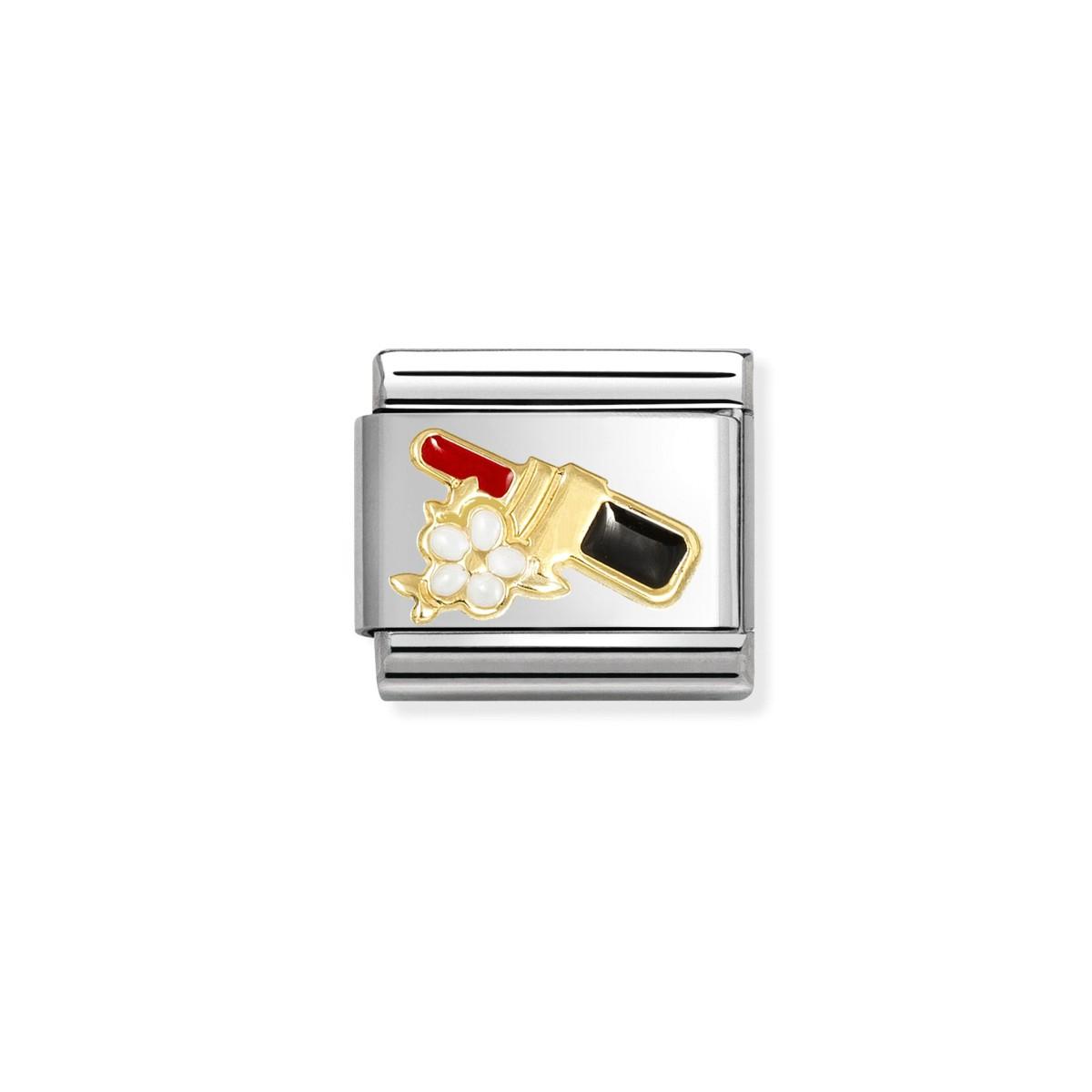 PIEZA PULSERA NOMINATION DE ACERO, ESMALTE Y ORO PINTALABIOS ROJO 030272 96