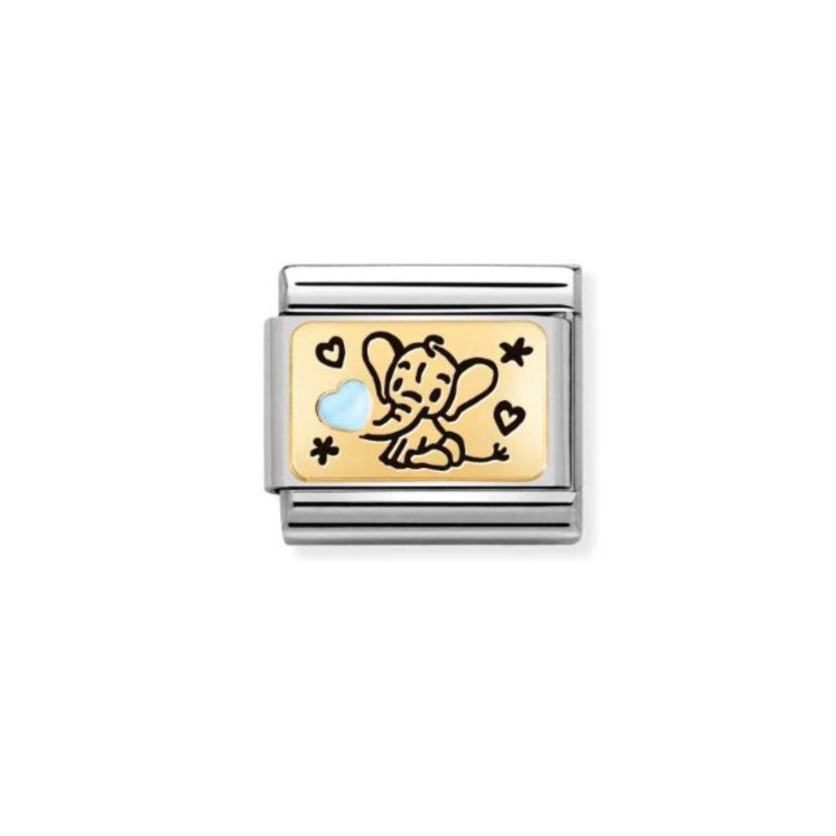link elefant petit amb cor amb esmalt blau. link nomination composable.