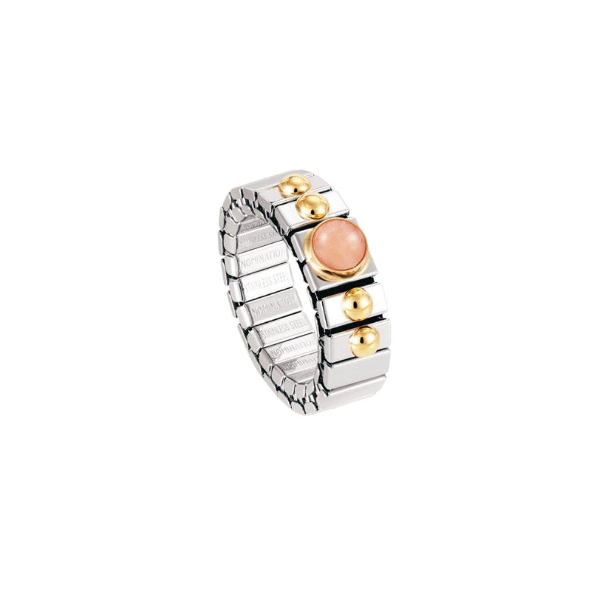 ANILLO NOMINATION EXTENSION DE ACERO Y ORO CON CORAL ROSA 040101 010
