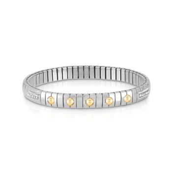 PULSERA NOMINATION EXTENSION DE ACERO, ORO, PLATA, CIRCONITAS BLANCAS Y 5 PUNTOS DORADOS 047012 008