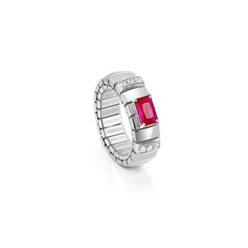 ANILLO NOMINATION EXTENSION DE ACERO, PLATA Y CIRCONITA BAGUETTE ROJO 048002 005