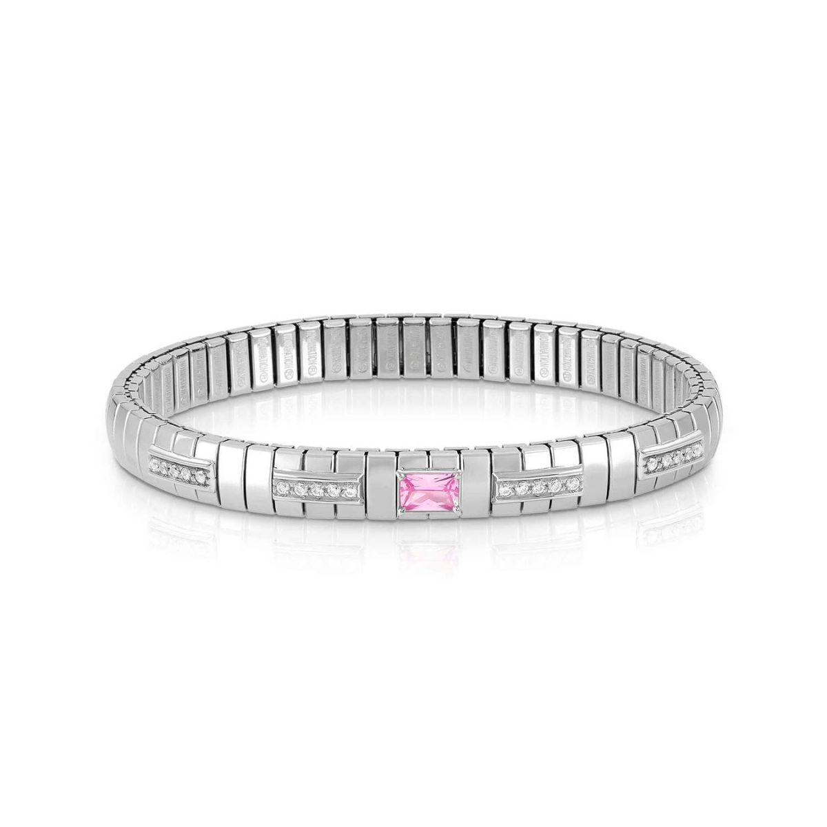 PULSERA NOMINATION EXTENSION DE ACERO, PLATA, CIRCONITA BAGUETTE ROSA 048012 003