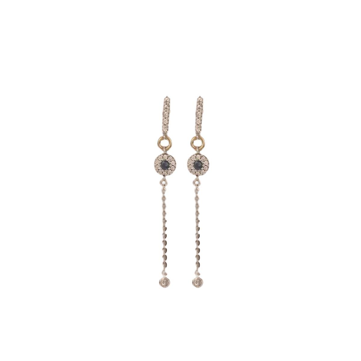DEL CERRO EARRINGS IN GOLD, SILVER, WHITE SPINEL AND BLUE HYDROMETAL QUARTZ 11076