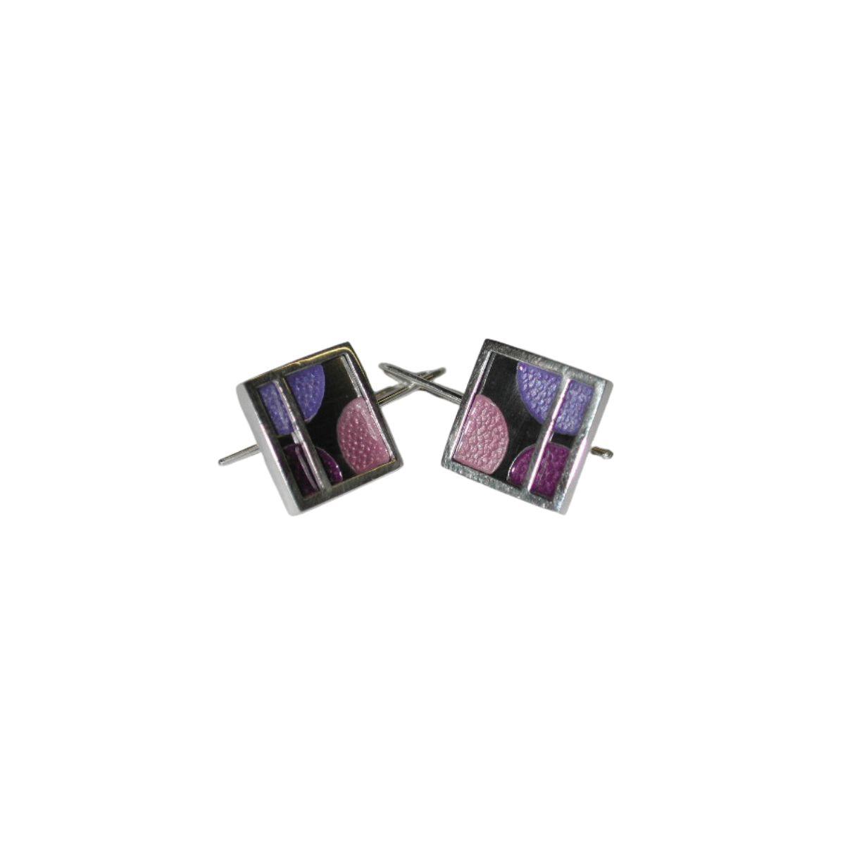 PENDIENTES ARIOR BARCELONA DE PLATA Y ESMALTES TONOS LILAS 1141907 EP
