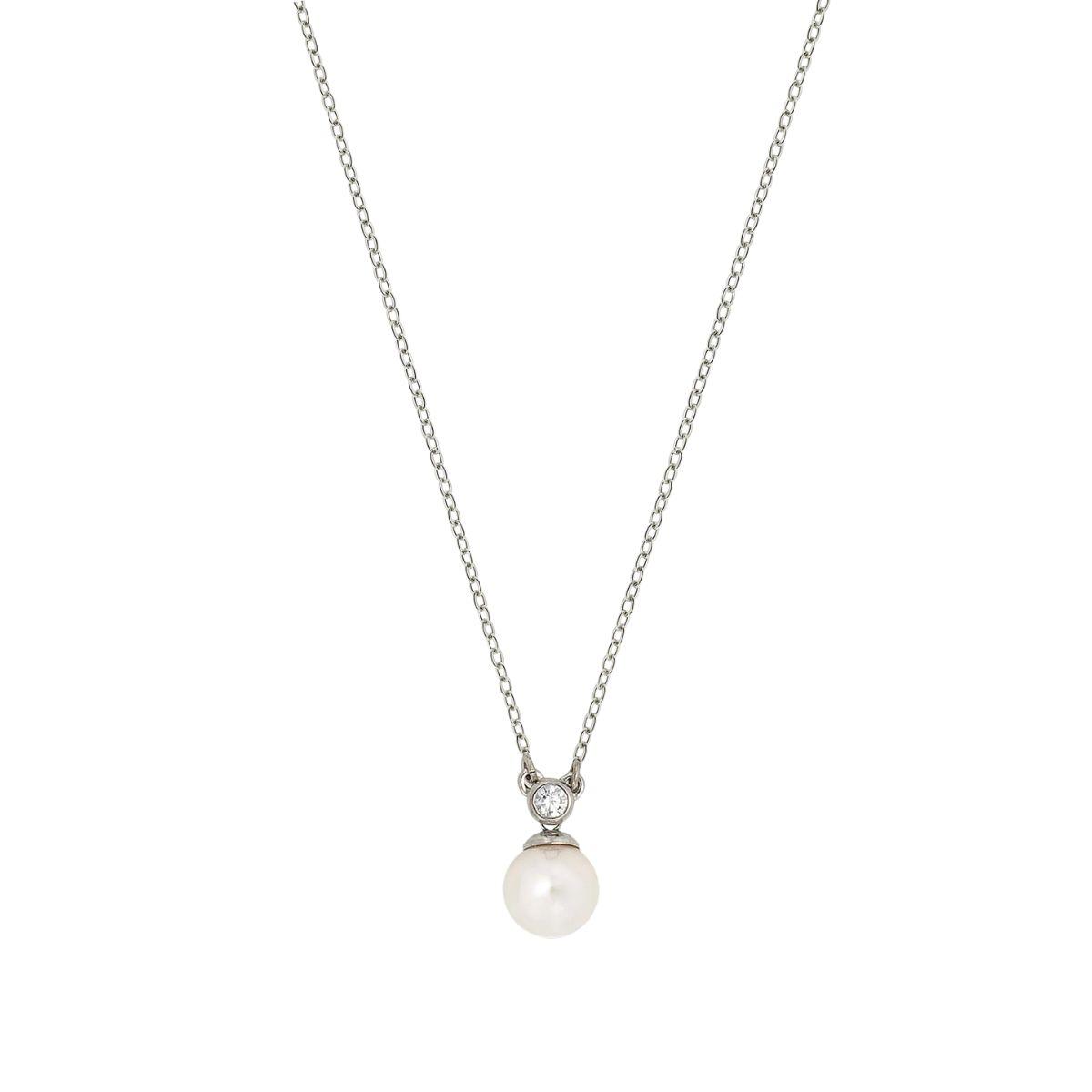 COLGANTE MAJORICA DE PLATA RODIADA CON PERLA 8mm Y CIRCONITA 15304.01.2.N37.000.1