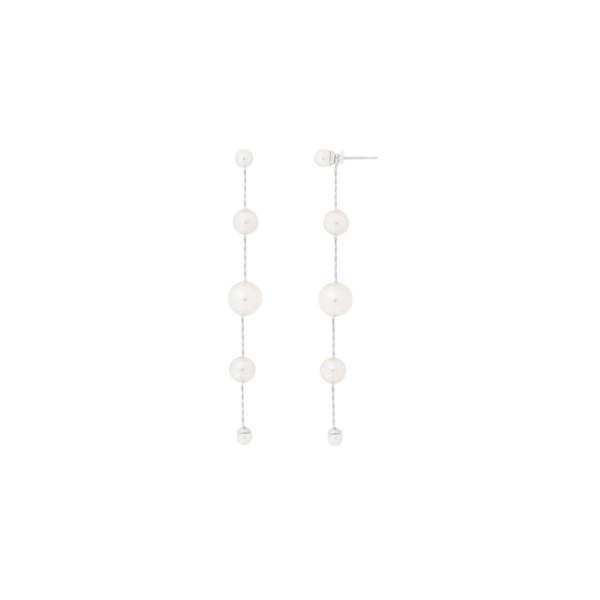 MAJORICA EARRINGS IN RHODIUM-PLATED SILVER WITH 4, 6 AND 8MM WHITE PEARLS 17292.01.2.E00.906.1