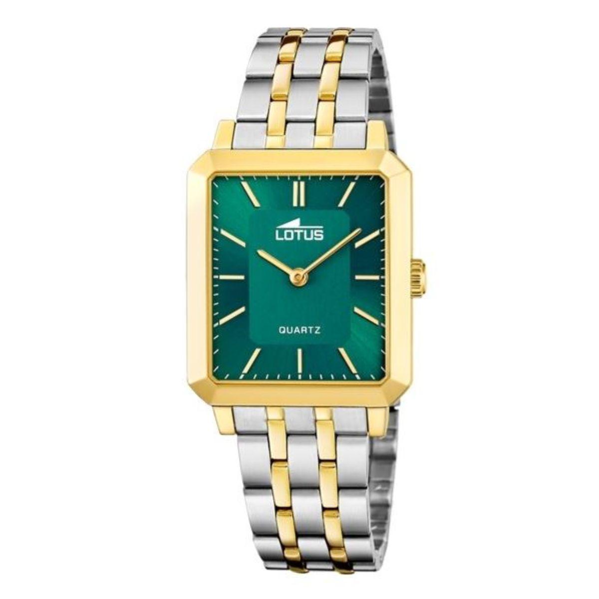 RELOJ LOTUS SQUARE BICOLOR CON ESFERA VERDE 18981/3