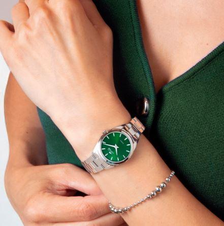 LOTUS 2GETHER WATCH AND BRACELET IN SILVER-PLATED STEEL WITH GREEN DIAL 19006/3 1