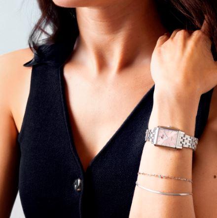 RELOJ Y PULSERA LOTUS 2GETHER DE ACERO PLATEADO CON ESFERA CUADRADA ROSA 19008/2