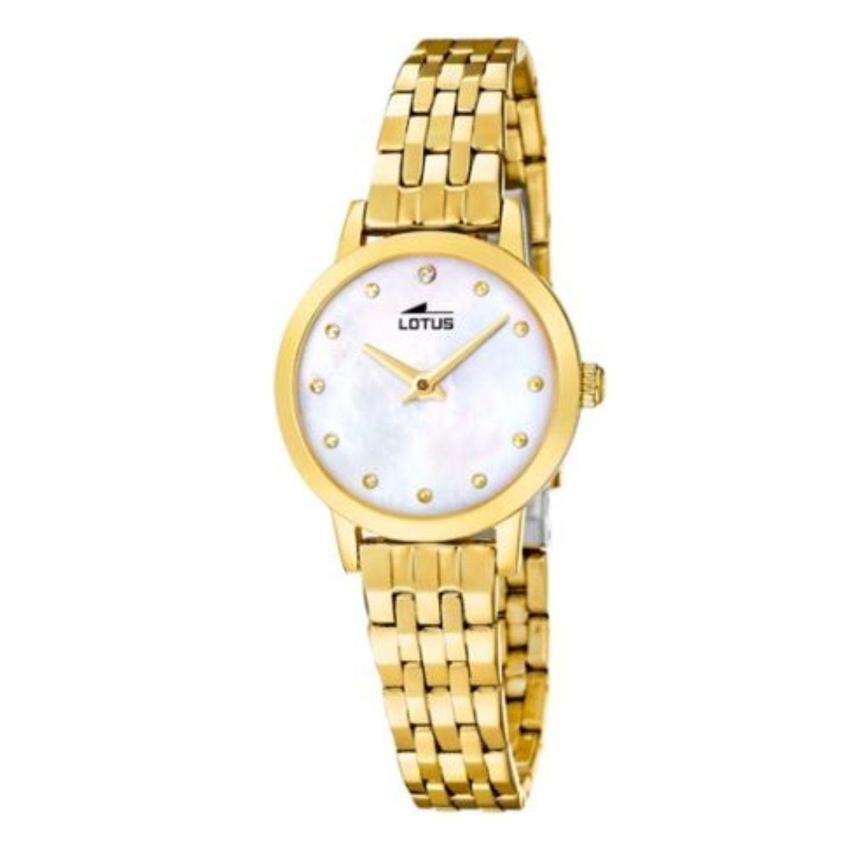 LOTUS OLD MONEY GOLD-TONE STEEL WATCH WITH MOTHER-OF-PEARL DIAL 19031/1