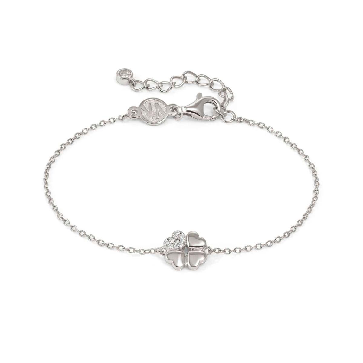 POLSERA NOMINATION DE PLATA I CIRCONETES BLANQUES EN FORMA DE TREBOL 242306 001