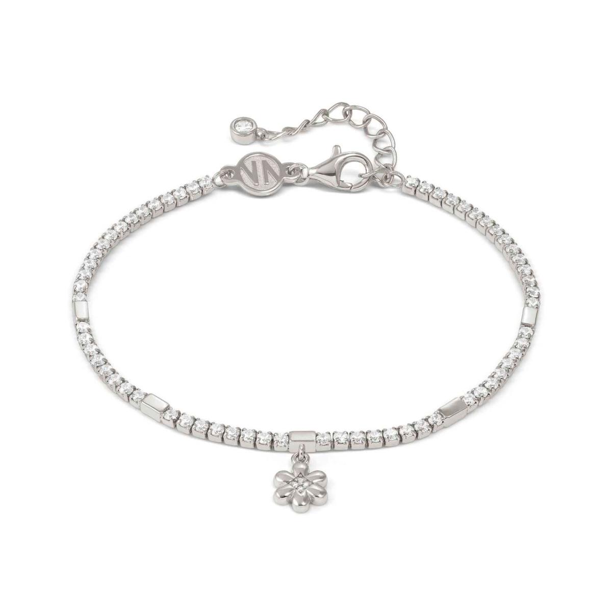 PULSERA NOMINATION DE PLATA Y CIRCONITAS BLANCAS ESTILO TENIS CON FLOR 242308 010