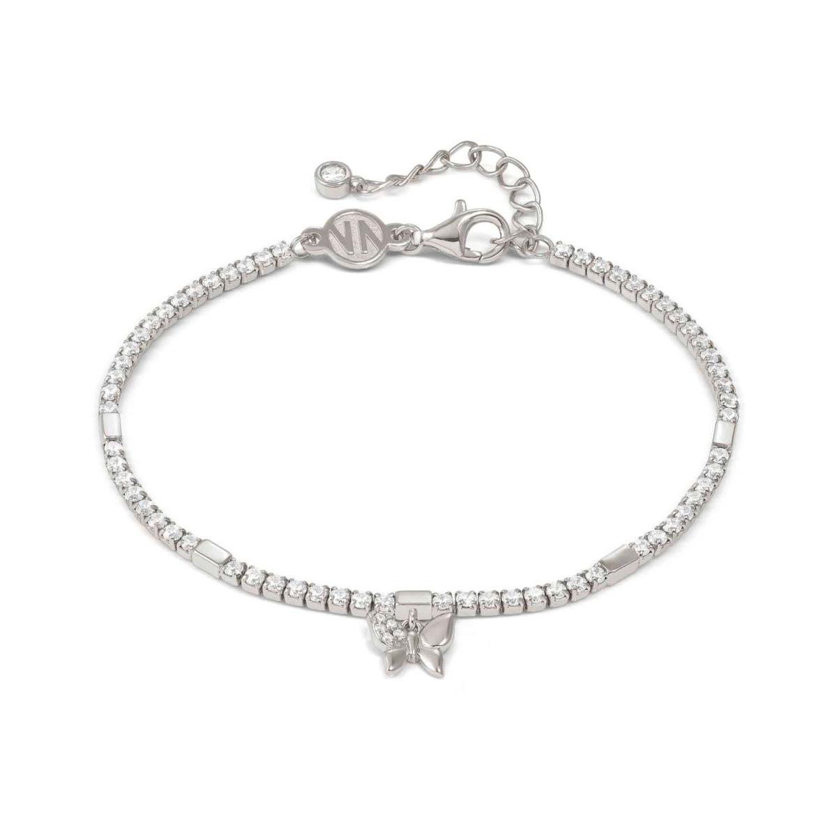 Silver and white zircons tennis style nomination bracelet with butterfly 242308 040