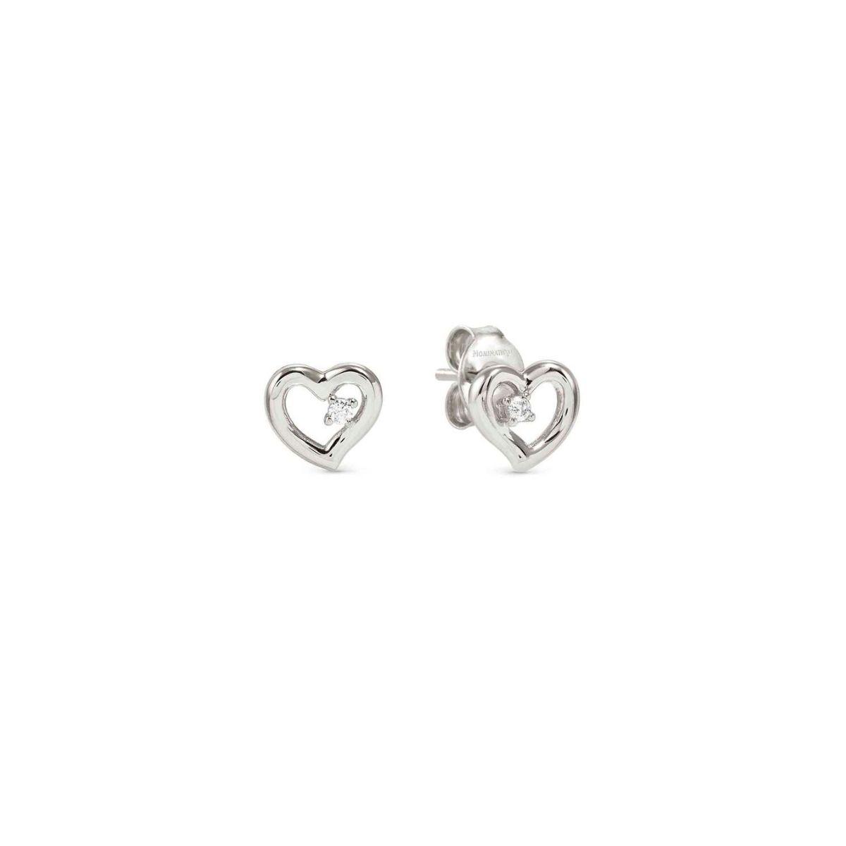 NOMINATION EARRINGS IN SILVER AND ZIRCONIA, HEART SHAPED 242603 004