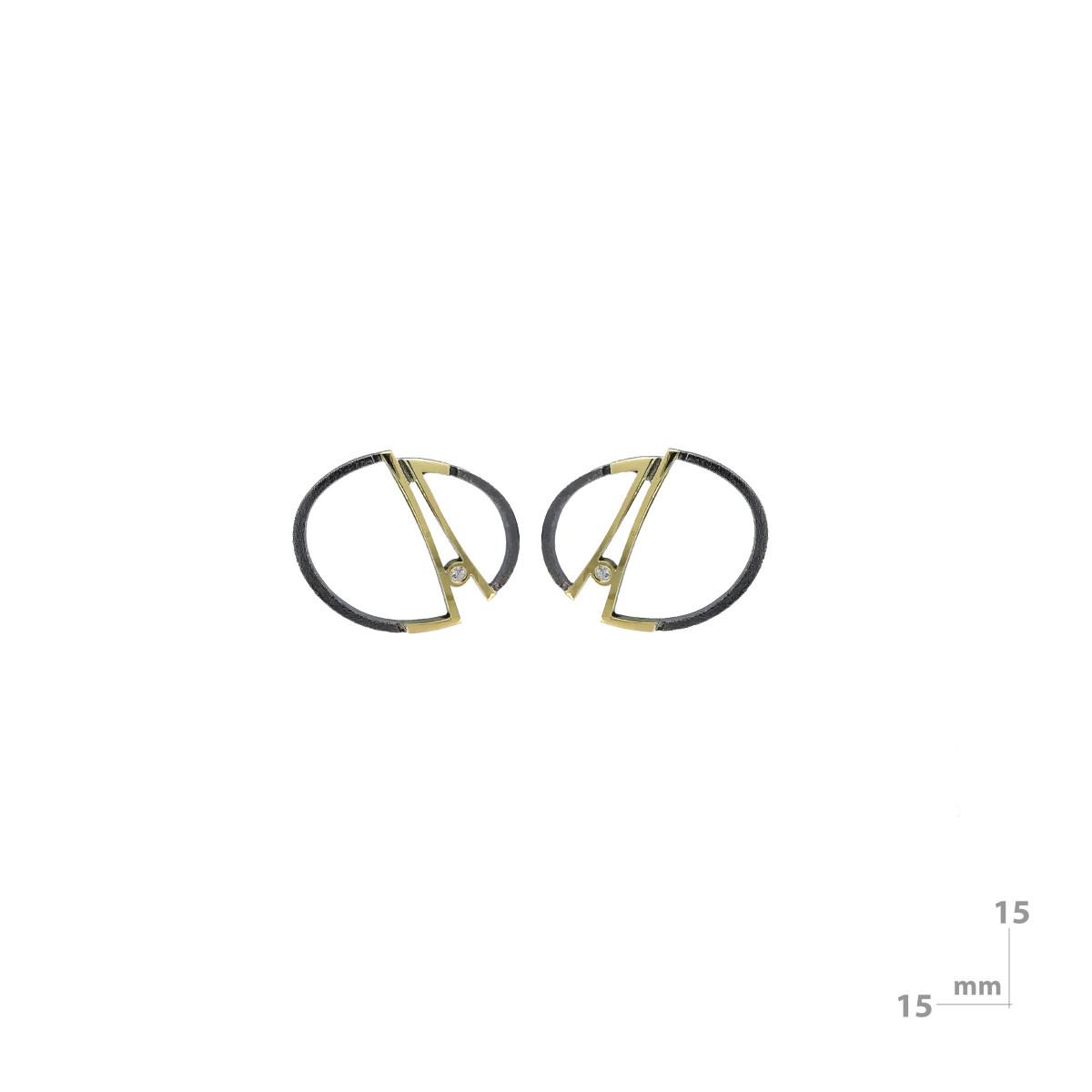 Miquel Sardà earrings in gold, silver and a diamond 25084
