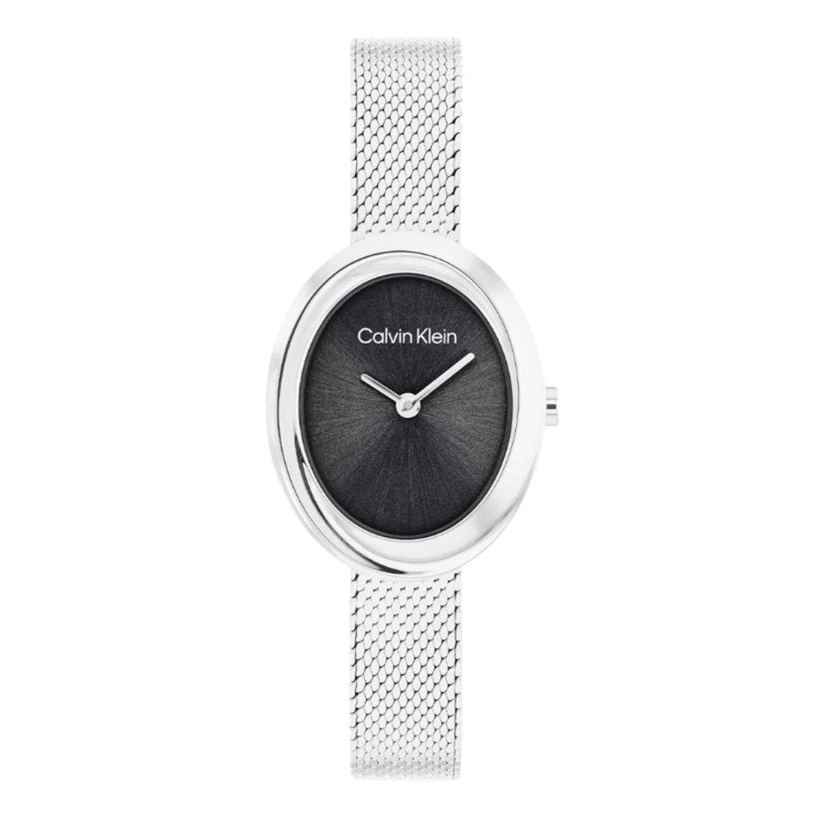 RELOJ CALVIN KLEIN TWISTED BEZEL COLOR PLATEADO CON ESFERA NEGRA 25100151