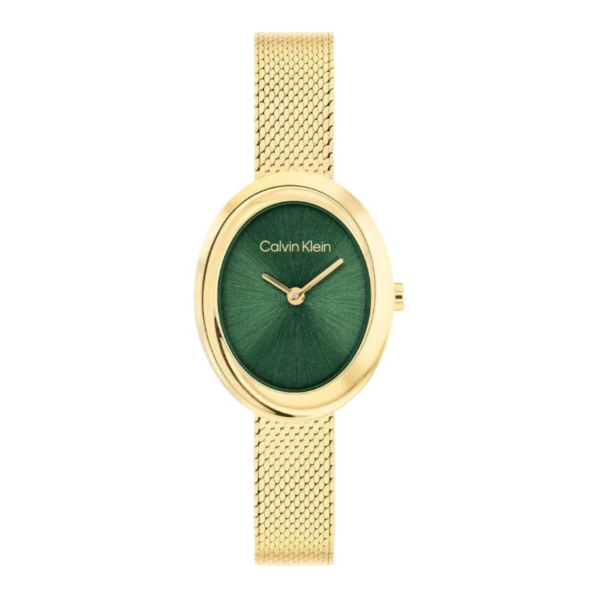 RELOJ CALVIN KLEIN TWISTED BEZEL COLOR DORADO CON ESFERA VERDE 25100152