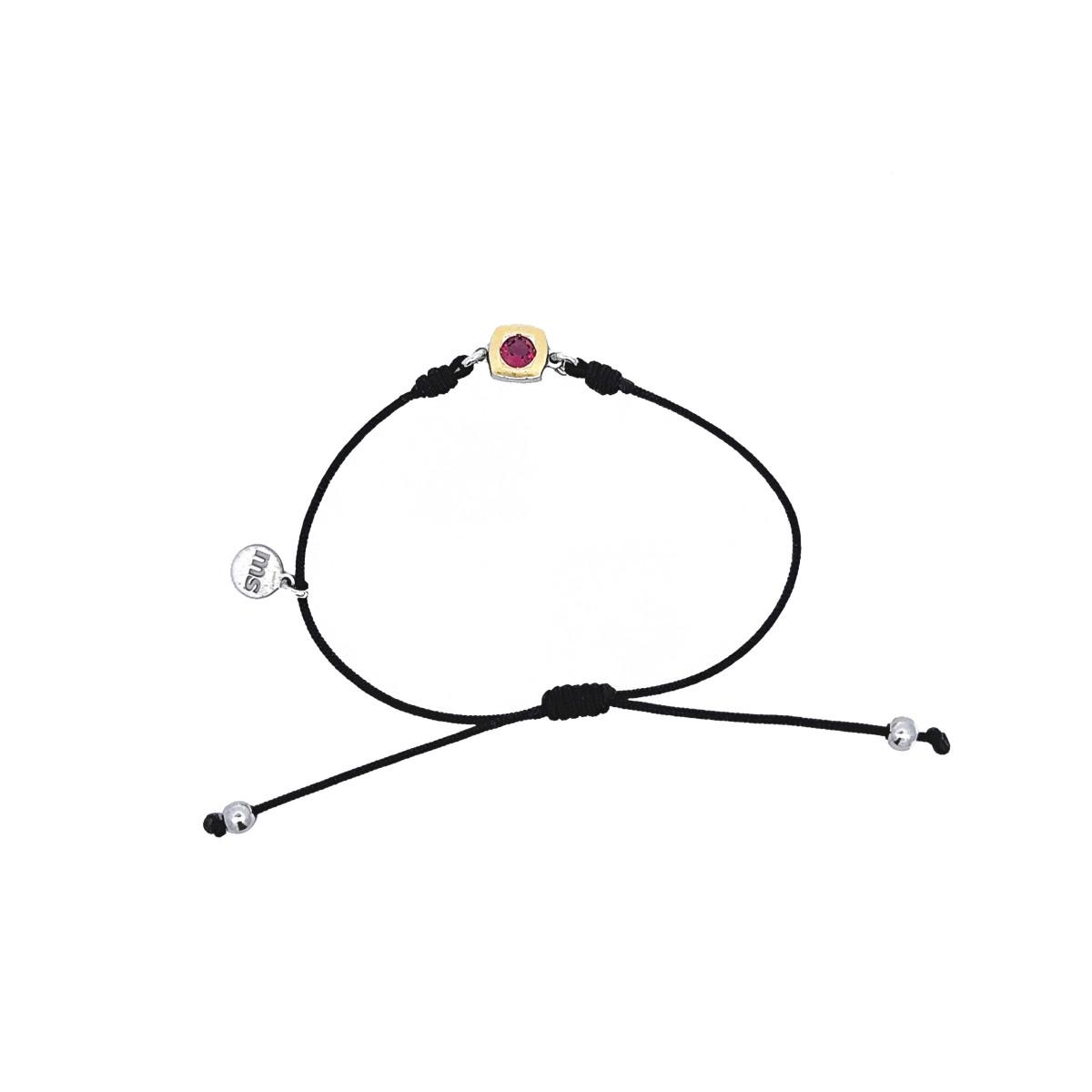 POLSERA MIQUEL SARDÀ DE MACRAME, PLATA RODIADA, OR I TURMALINA ROSA 25128