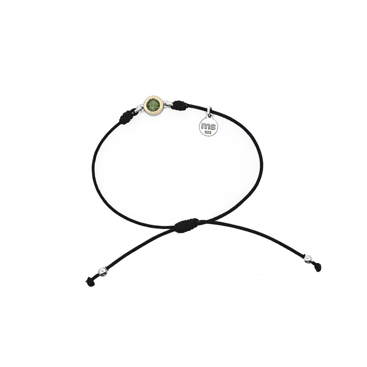 BRAÇALET MIQUEL SARDÀ DE MACRAME, PLATA RODIADA, OR I TURMALINA VERDA 25129