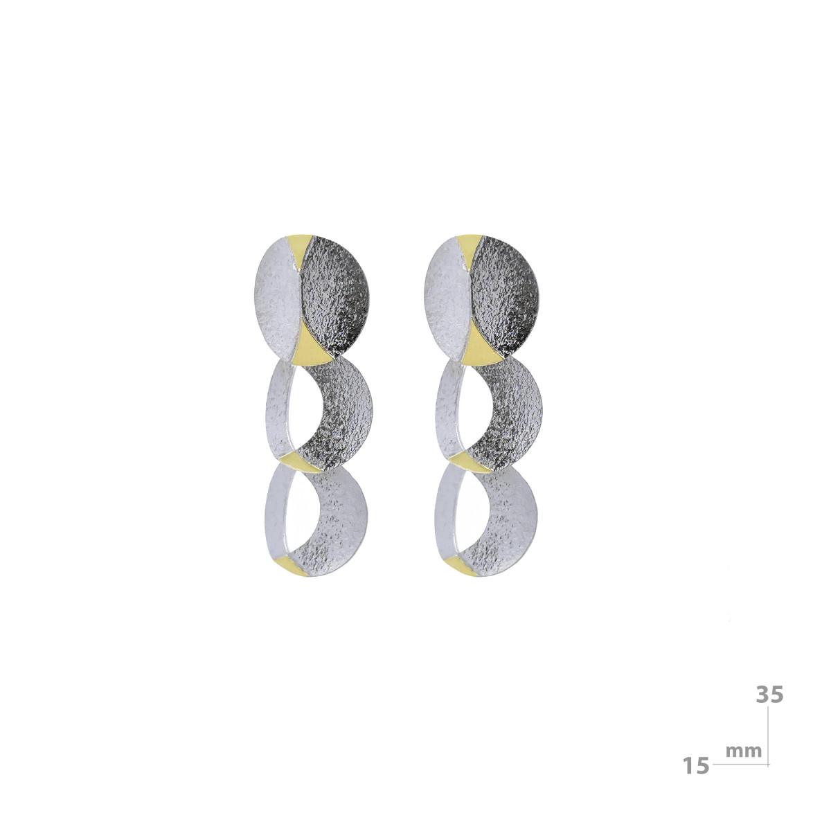 PENDIENTES MIQUEL SARDA DE ORO 18K Y PLATA LARGOS.