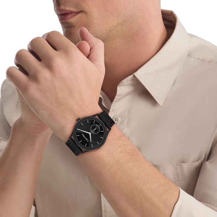 RELOJ CALVIN KLEIN TAILORED 42mm CON CORREA DE PIEL NEGRA Y ESFERA NEGRA 25200555