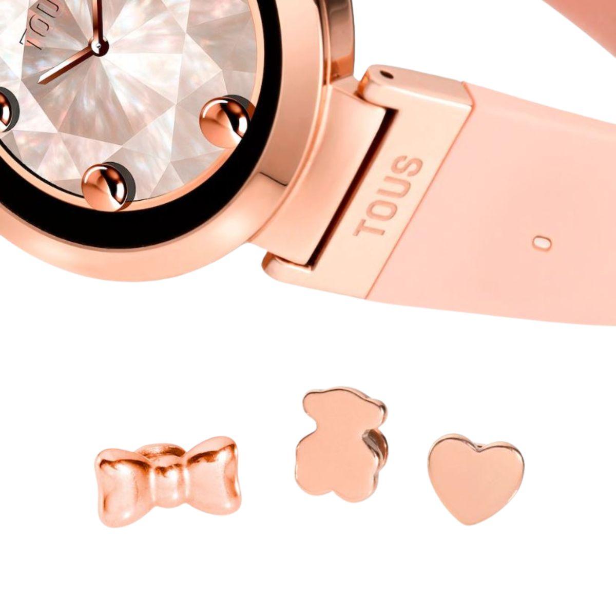 RELOJ SMARTWATCH TOUS S-CONNECT CHARMS CON CORREA DE SILICONA ROSA Y ESFERA COLOR ORO ROSA 3000147800 1