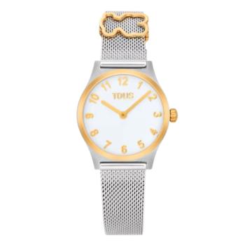 TOUS Epic Icon KDT watch with a gold-toned, mother-of-pearl dial and a silver-tone metal strap