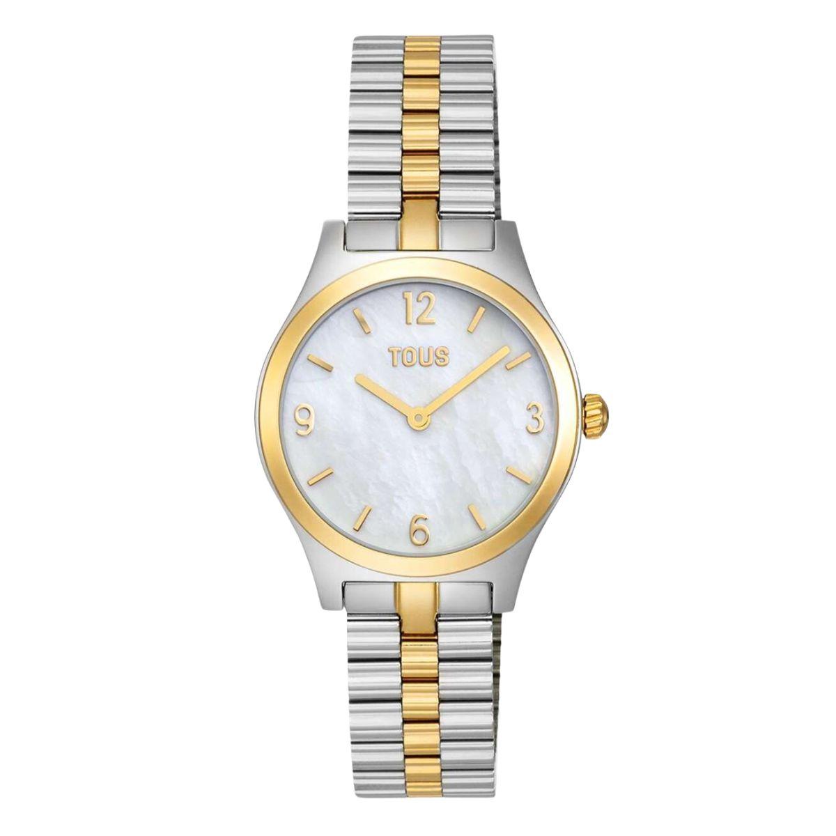 TOUS EPIC ICON watch with a two-tone gold and silver strap and a mother-of-pearl dial