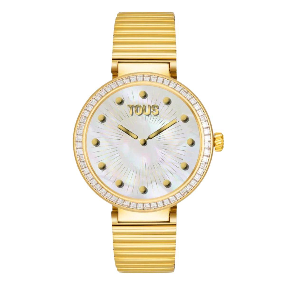reloj tous smartwatch color dorado y esfera con circonitas blancas