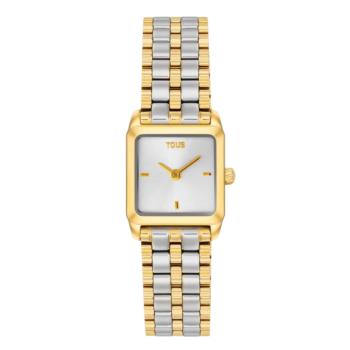 TOUS 1950 two-tone analog watch with a square grey dial