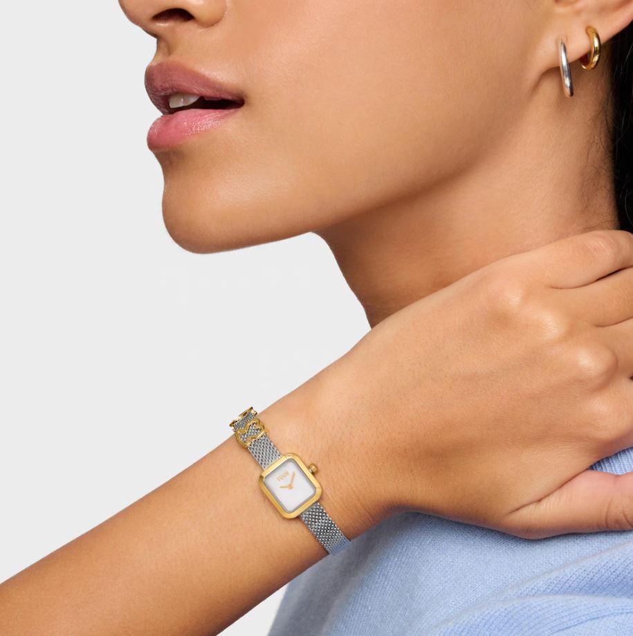 TOUS ICON TIME CHARMS watch with a silver-tone strap and gold-tone charms and a mother-of-pearl dial 3000150500