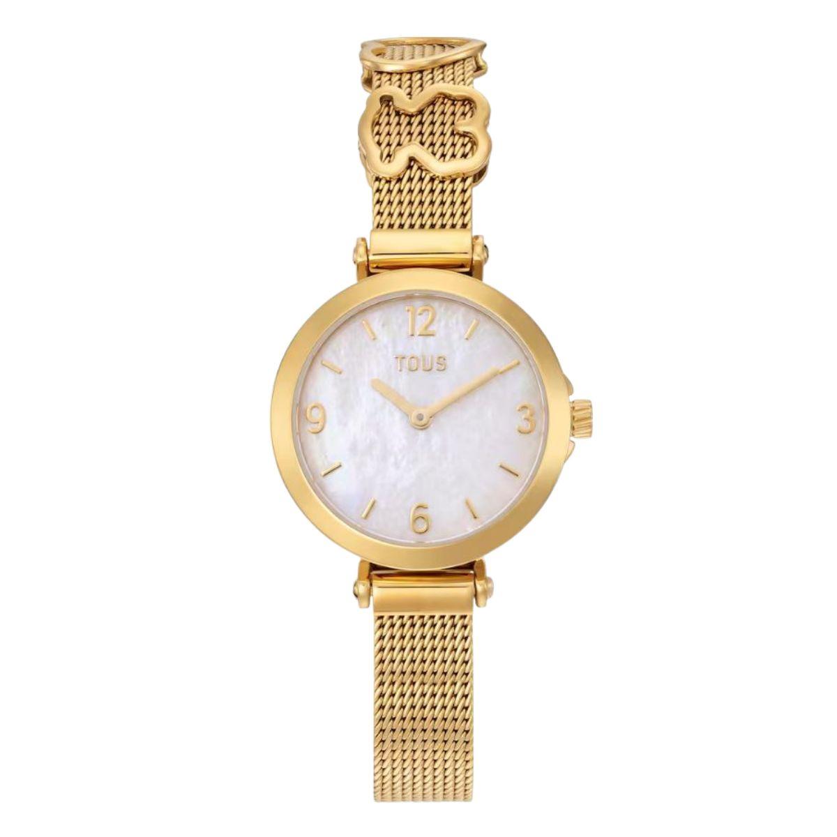TOUS watch in gold tone with a mother-of-pearl dial and gold-toned charms on the strap