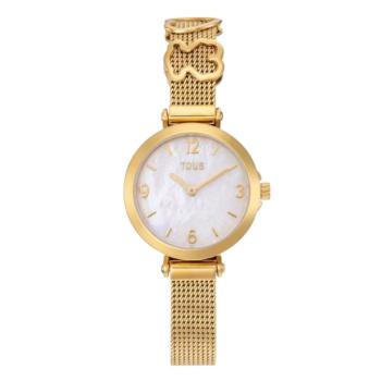 TOUS watch in gold tone with a mother-of-pearl dial and gold-toned charms on the strap