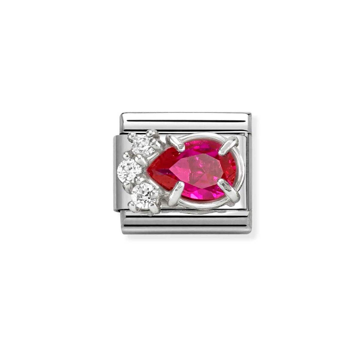 LINK NOMINATION DE ACERO GOTA BLANCA-ROJA CUBIC ZIRCONIA 330329 02
