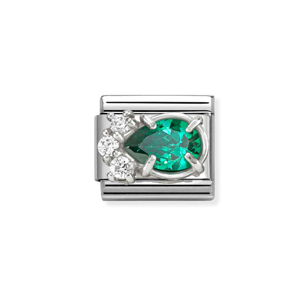 STEEL GREEN DROP CUBIC ZIRCONIA NOMINATION LINK 330329 03